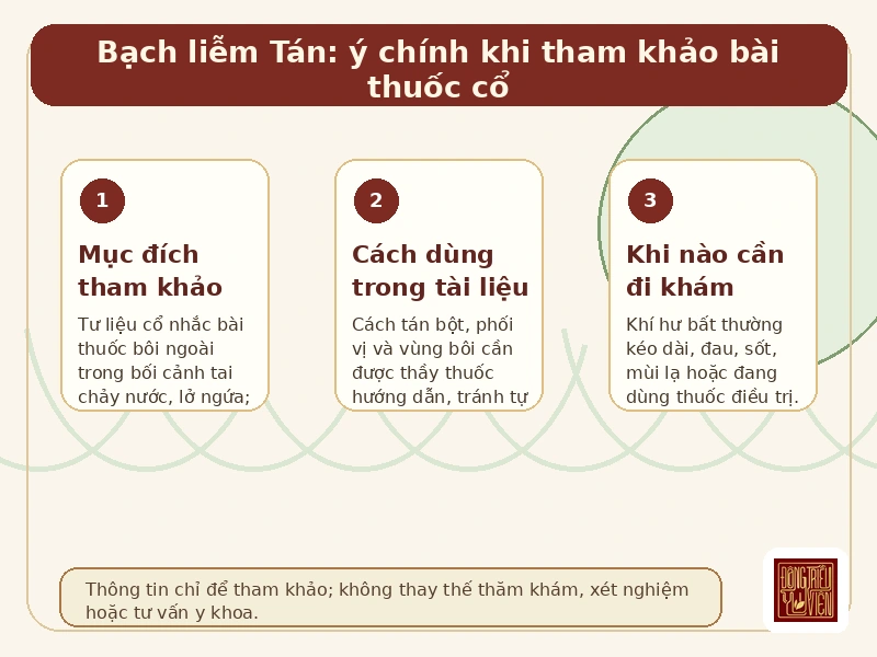 Infographic Bạch liễm Tán: dùng ngoài tai