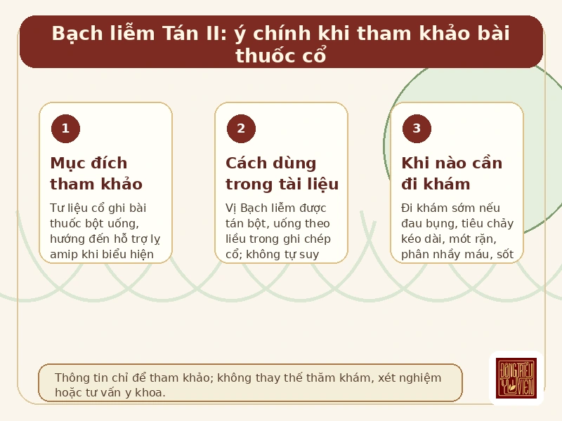 Infographic Bạch liễm Tán II: ý chính khi tham khảo
