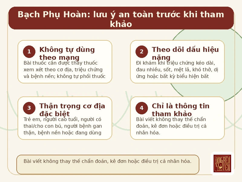 Infographic Bạch Phụ Hoàn: lưu ý an toàn