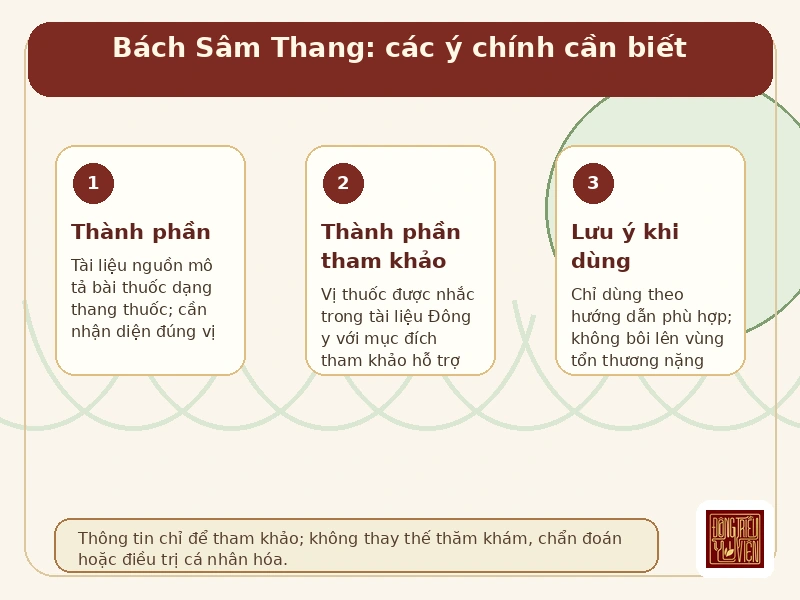 Infographic Bách Sâm Thang: các ý chính cần biết