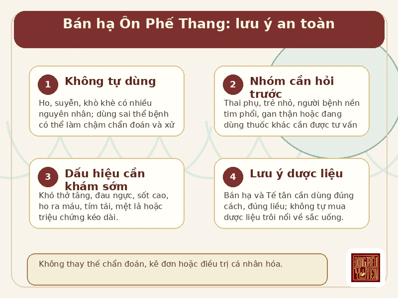 Infographic Bán hạ Ôn Phế Thang: lưu ý an toàn